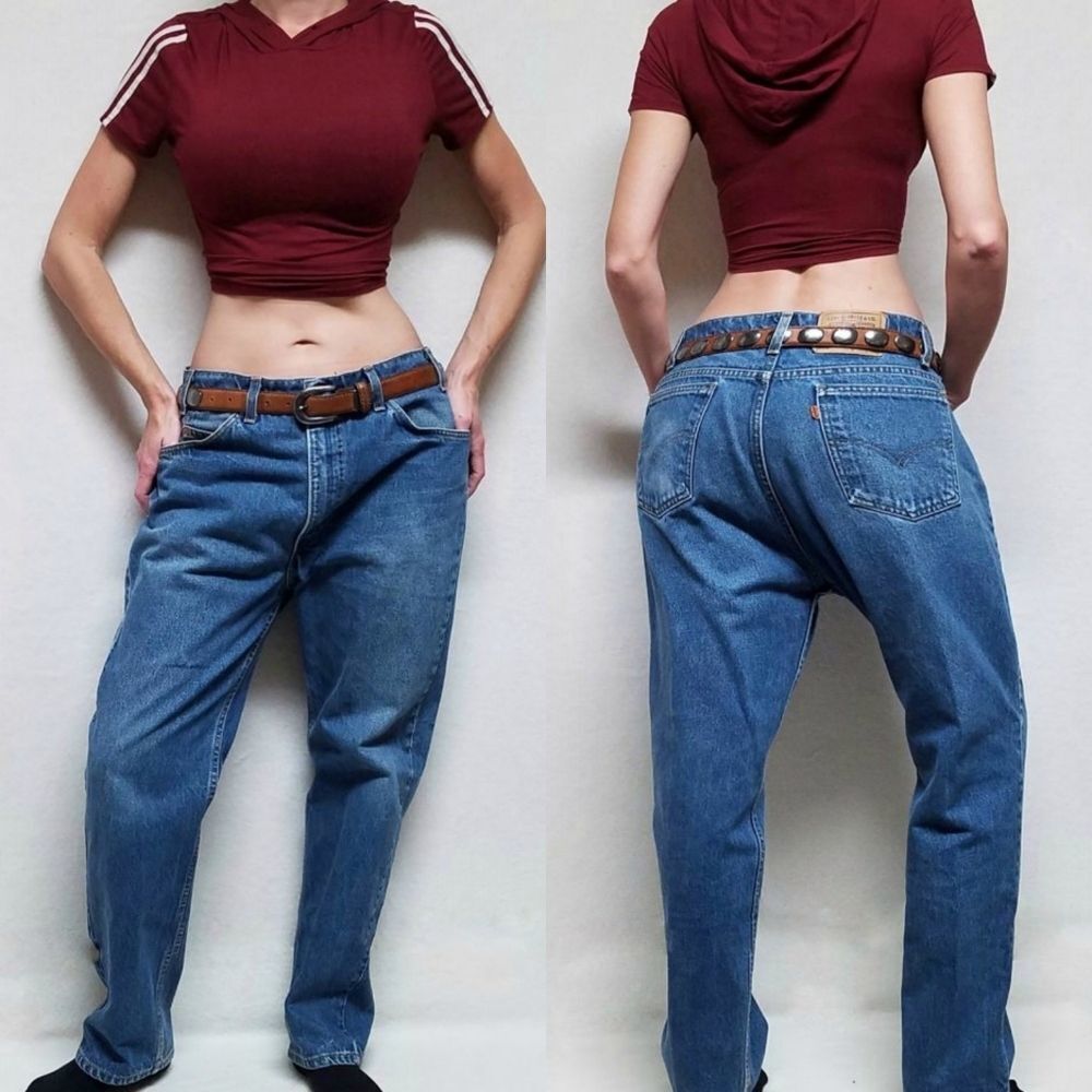 VINTAGE 1996 Levi's 505 Orange Tab Relaxed Fit Tapered Leg Distressed Mom Jeans